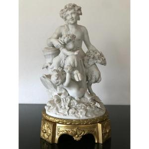 Ancien Biscuit De Porcelaine  Sèvres Signé Clodion Monture Bronze époque XIX ème Siècle 