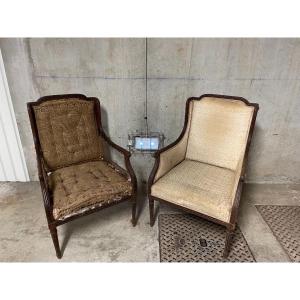 Pair Of Old Bergeres Armchairs Louis XVI Style XIX Eme To Cover Old Armchair