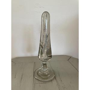 Old Paperweight In Sulfurized Glass, Wig Holder XIX Eme Century Obelisk