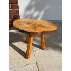 Old Bench, Pedestal Table, Side Coffee Table In Olivier Brutalist Design Circa 1960