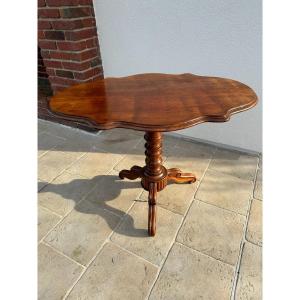 Old Violin Pedestal Table In Blond Mahogany Period 19th Century Pedestal Side Table 