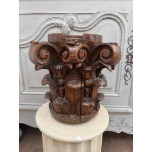 Corinthian Wooden Capital From The 18th Century