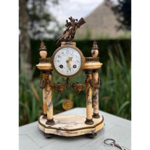 Ancienne Pendule Portique En Marbre Napoleon III XIX ème  Louis XVI