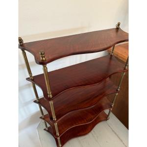 Old Small Presentation Shelf In Mahogany Brass End Of The 19th Century Beginning Of The 20th Century Napoleon III