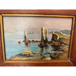 Old Marine Painting Oil On Panel By E Savreux, Early 20th Century Hsp Provençal School 