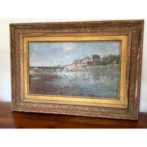 Old Oil Painting On Panel The Chateaux Of The Loire End Of The 19th Century Impressionist 