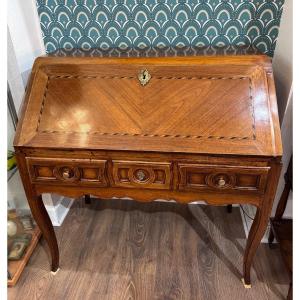 Old Sloping Desk In Walnut And Marquetry Louis XV Period XVIII Eme Scriban, Lady's Desk