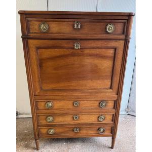 Old Louis XVI Walnut Secretary, 18th Century, Circa 1780