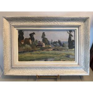 Old Small Painting By Bernard Jourdain, Rouen School Oil Panel 20th Century Impressionist