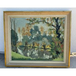 Ancien Tableau Impressionniste Signé Jesel, Vers 1950 Huile Sur Panneau