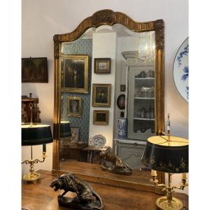 Ancien Miroir De Cheminée Art Déco En Bois Et Stuc Doré Art Nouveau Art Déco Vers 1920 