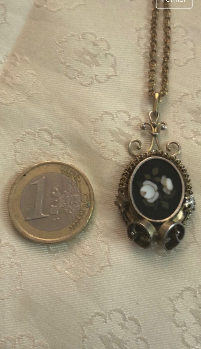 19th Century Pendant / Vermeil / Hard Stones-photo-2