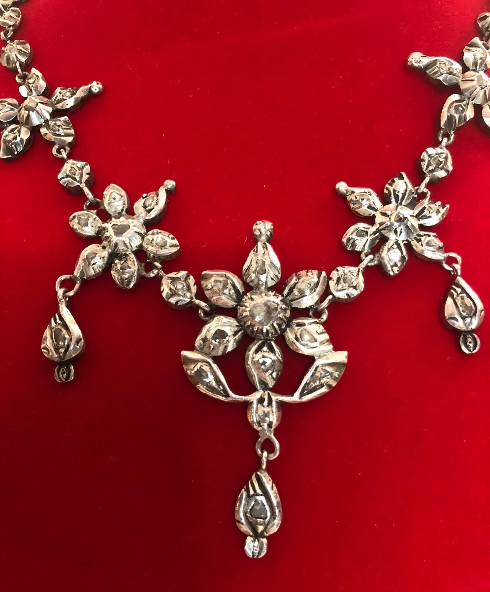 Silver Necklace /diamonds /19th Century-photo-3