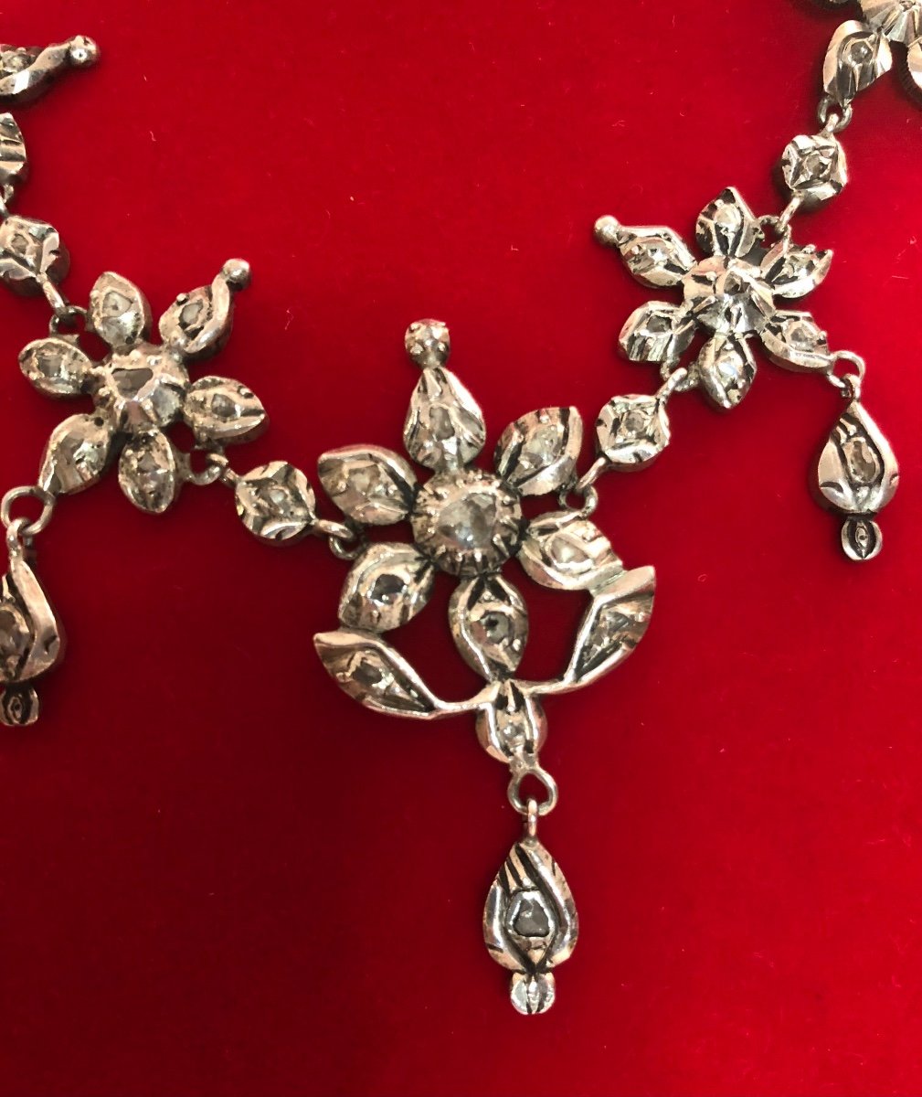 Silver Necklace /diamonds /19th Century-photo-2