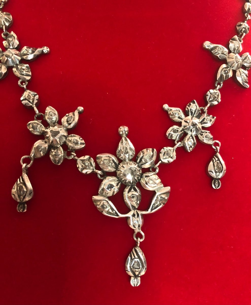 Silver Necklace /diamonds /19th Century-photo-5