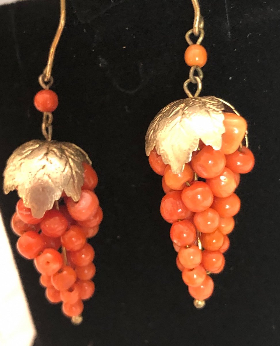 Boucles D’oreilles Grappes Corail /vermeil -photo-2