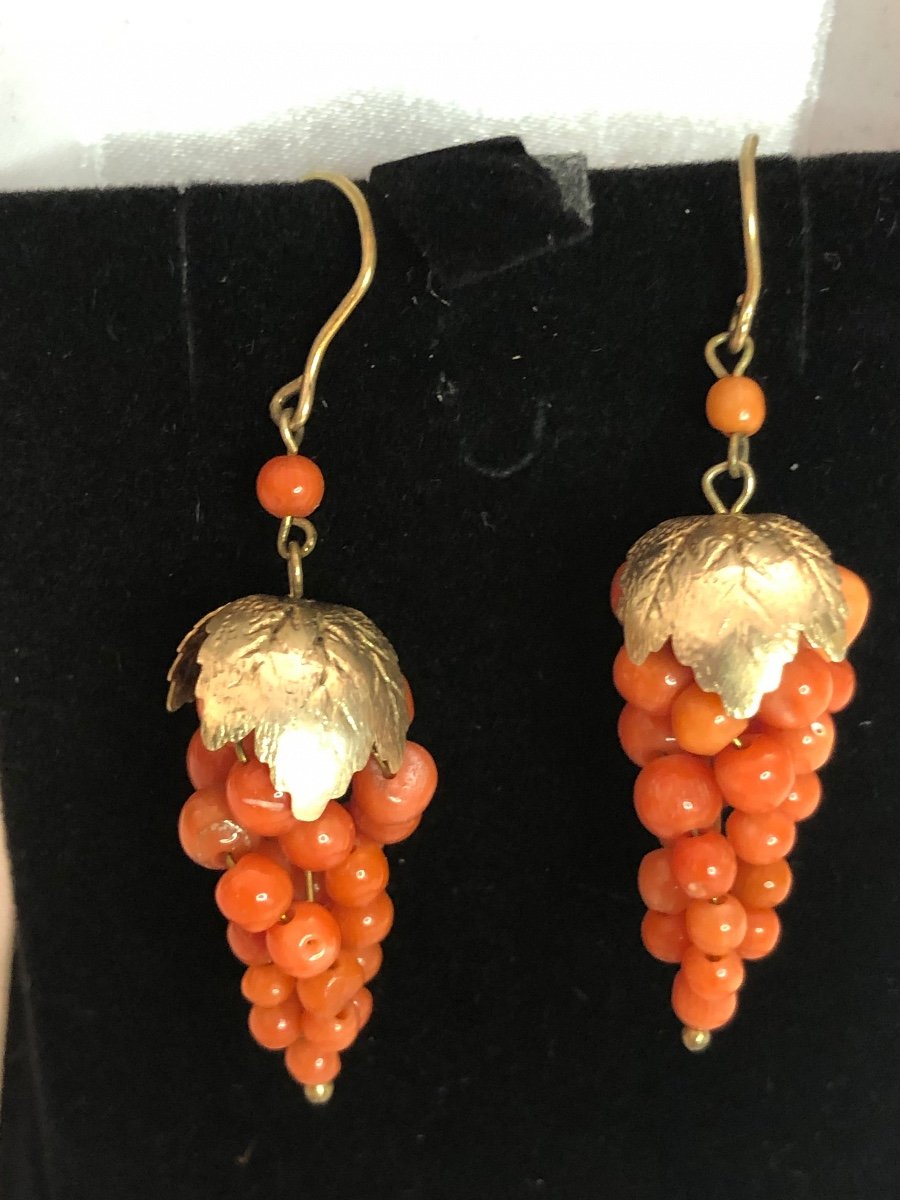 Boucles D’oreilles Grappes Corail /vermeil -photo-1