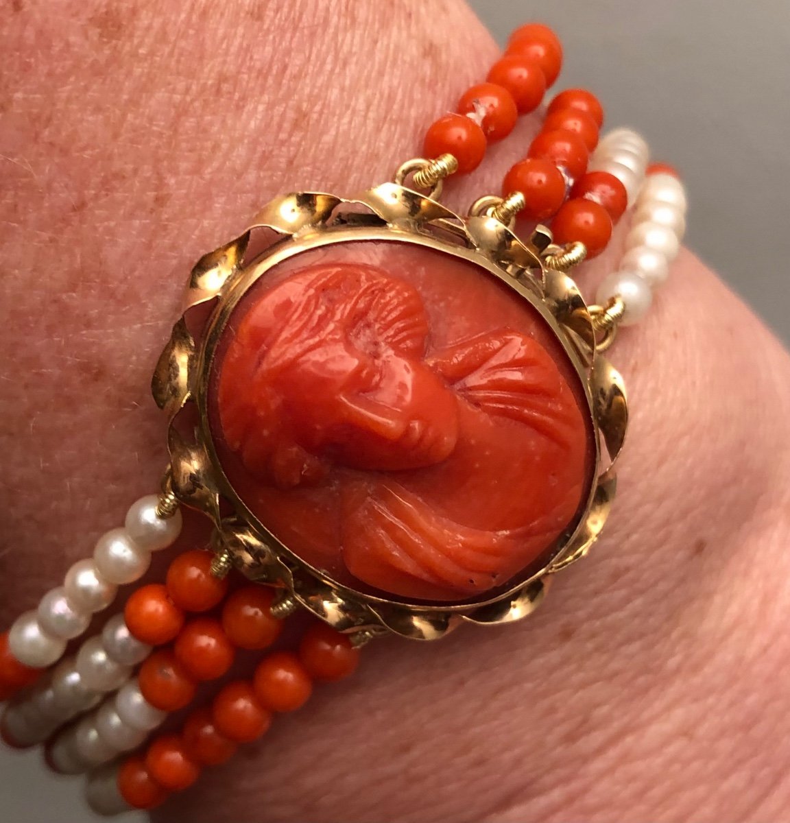 Coral Cameo Bracelet-photo-2