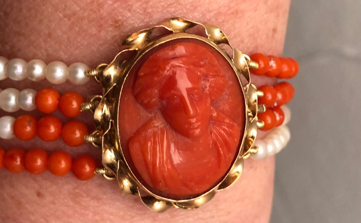 Coral Cameo Bracelet-photo-4