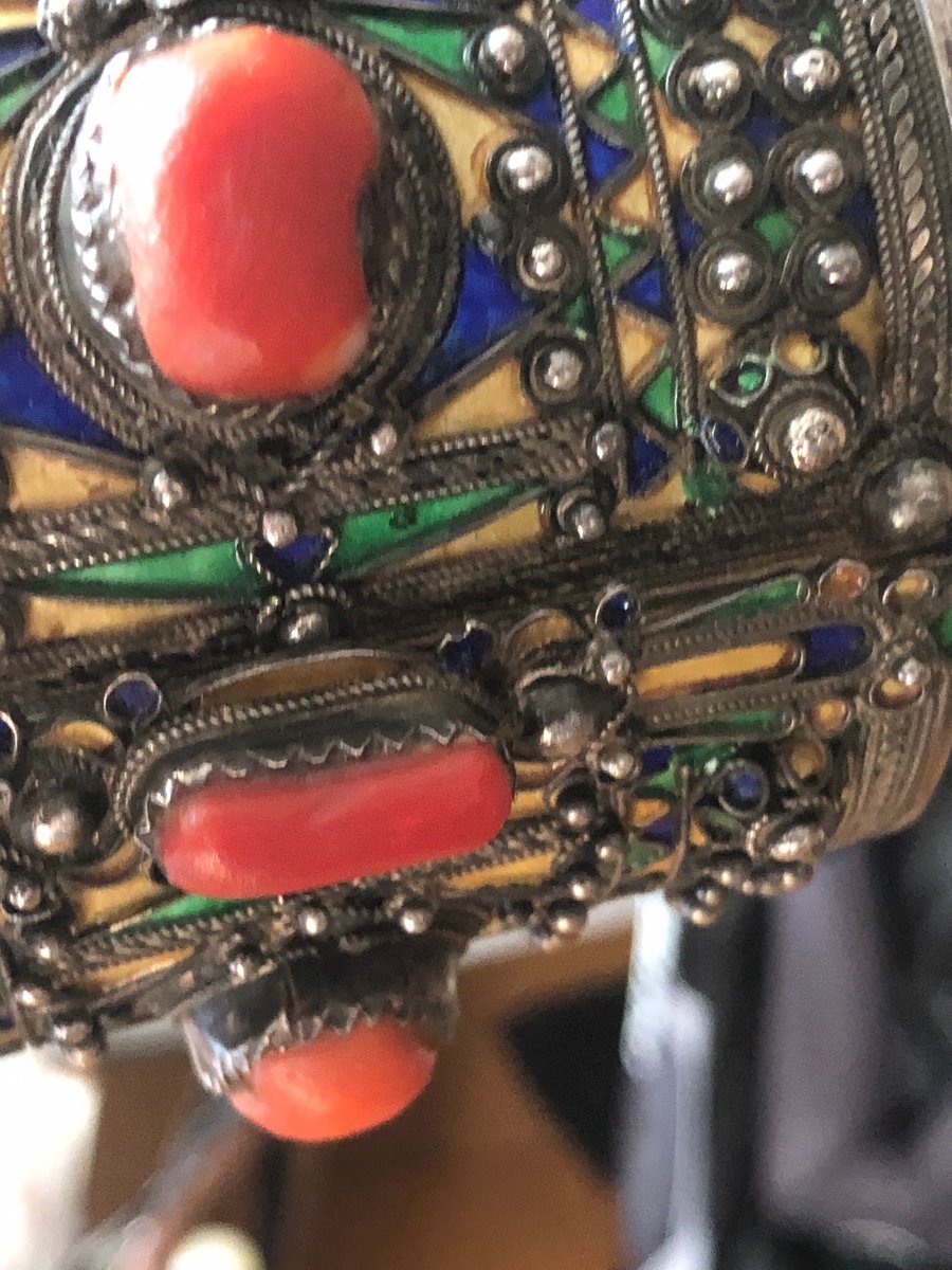 Bracelet Kabyle Argent / Corail -photo-2