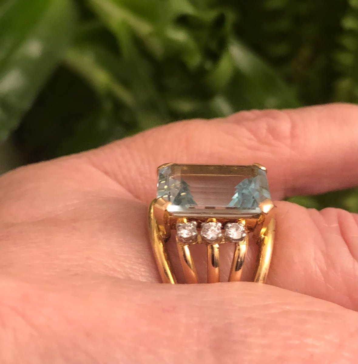 Gold / Aquamarine / Diamond Ring -photo-1