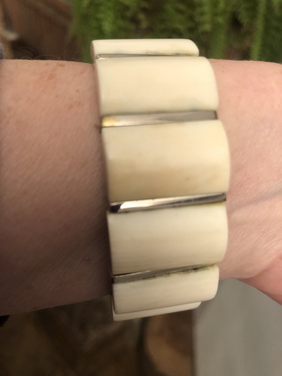 Art Deco Ivory Chrome Bracelet -photo-4