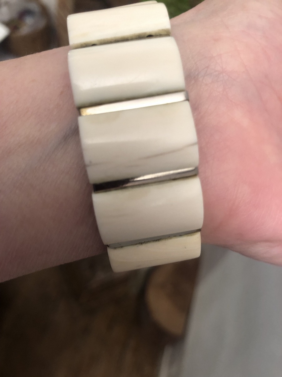 Art Deco Ivory Chrome Bracelet -photo-3