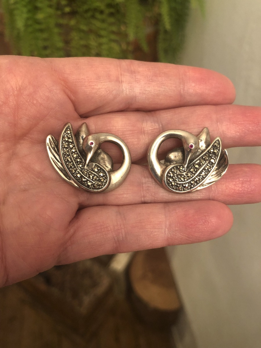 Silver Swan Earrings -photo-3