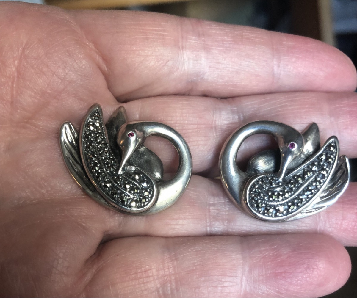 Silver Swan Earrings -photo-5