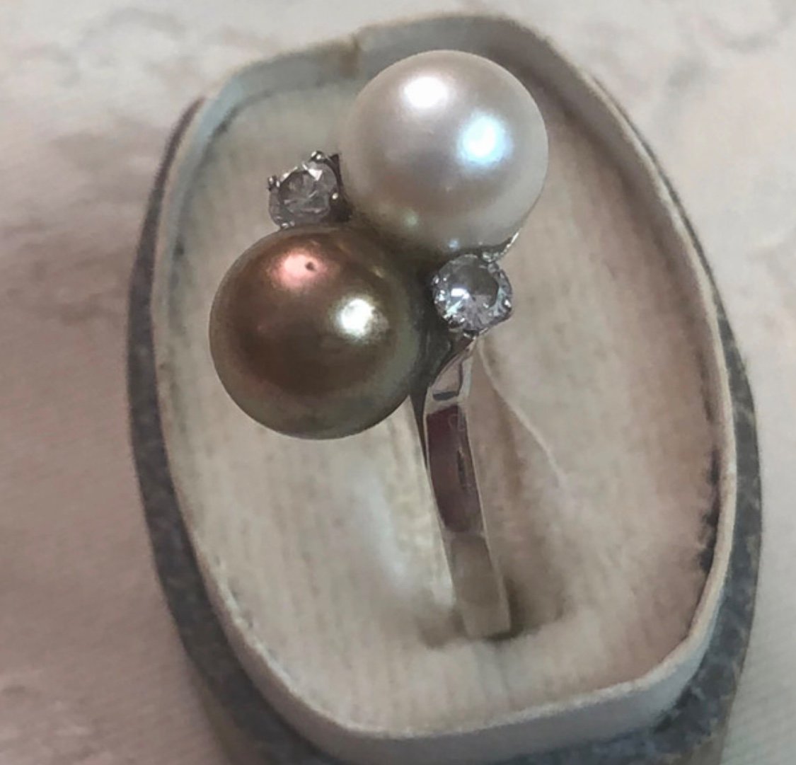 Ring/gold/white And Brown Pearls-photo-2