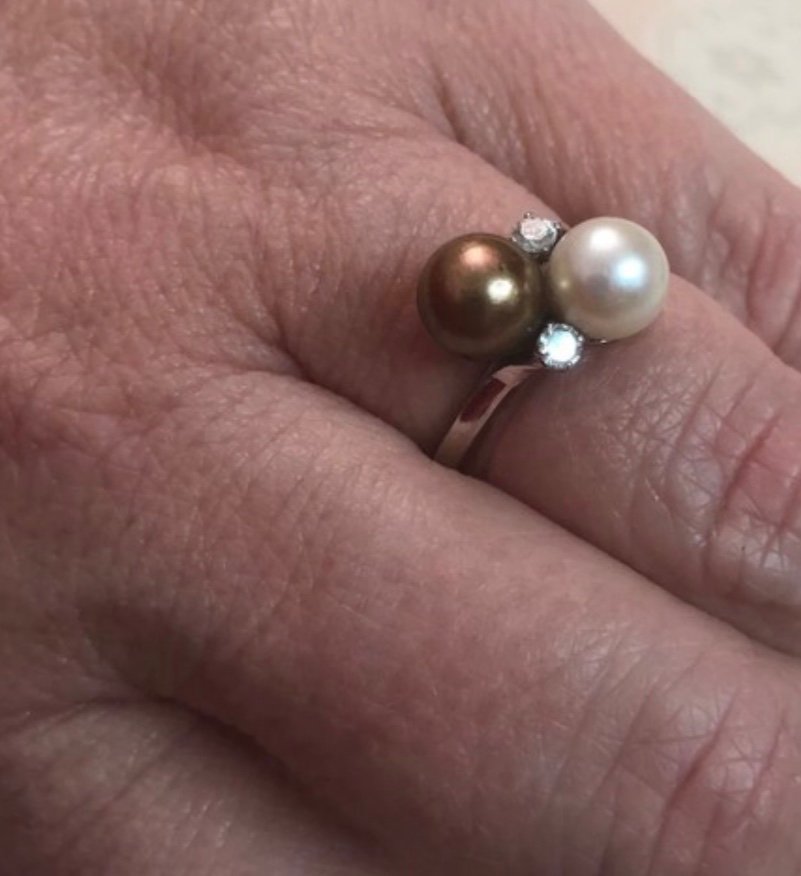 Ring/gold/white And Brown Pearls-photo-3