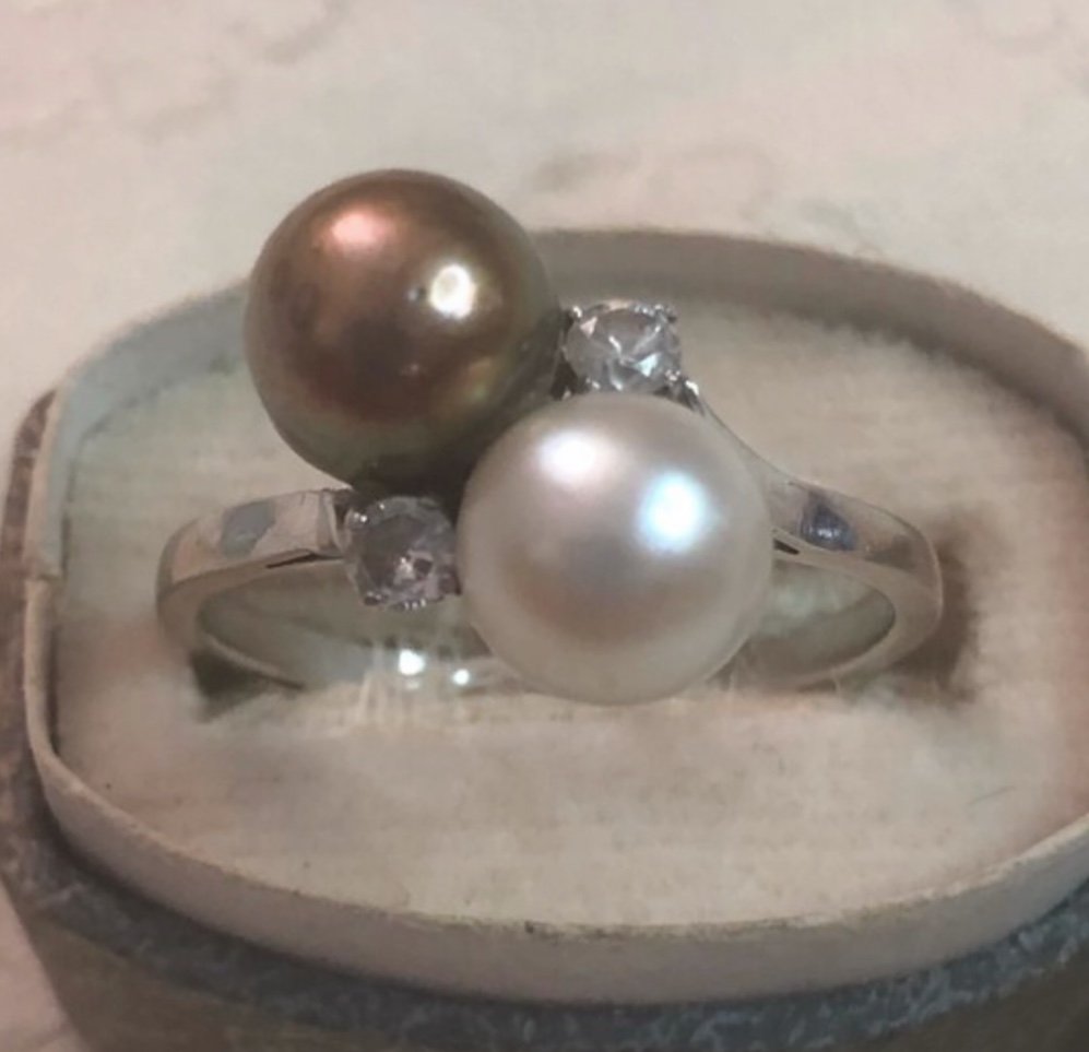 Ring/gold/white And Brown Pearls-photo-3