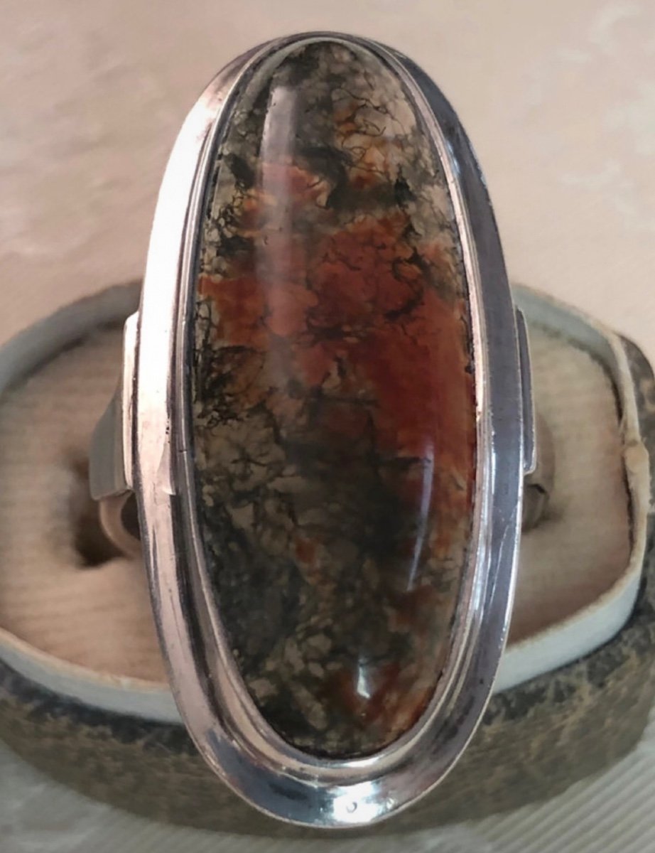 Bague Argent Agate Herborisée -photo-2