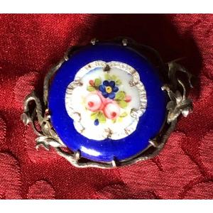 Enameled Brooch; 19th Century Silver 