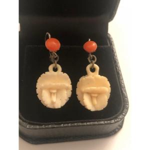 Boucles D’oreilles Corail /ivoire 