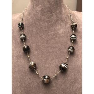 Collier Agates /argent 