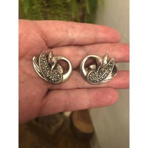 Silver Swan Earrings 