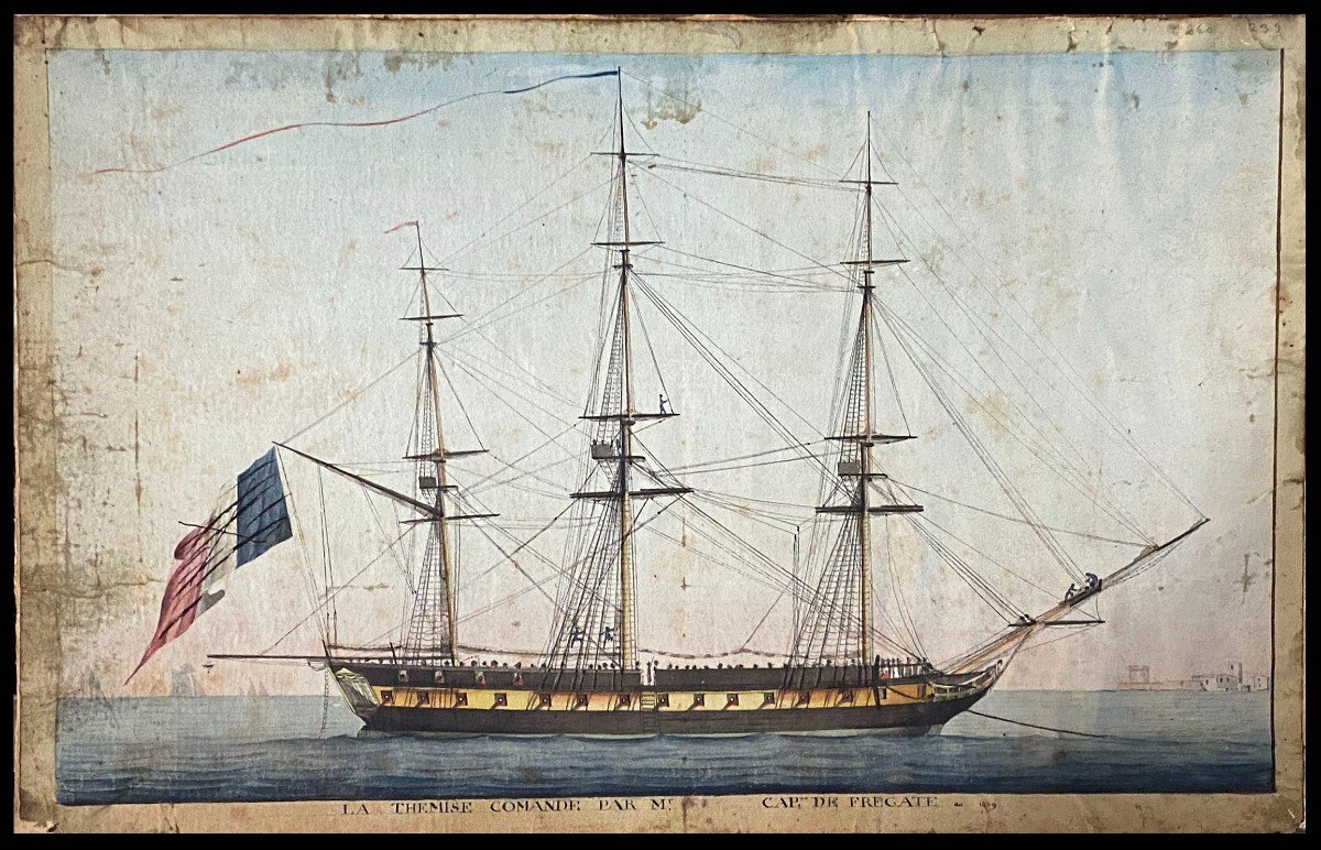 Antoine I Roux (1765-1835) [attrib. To] - The Frigate Thémise In 1809-photo-2