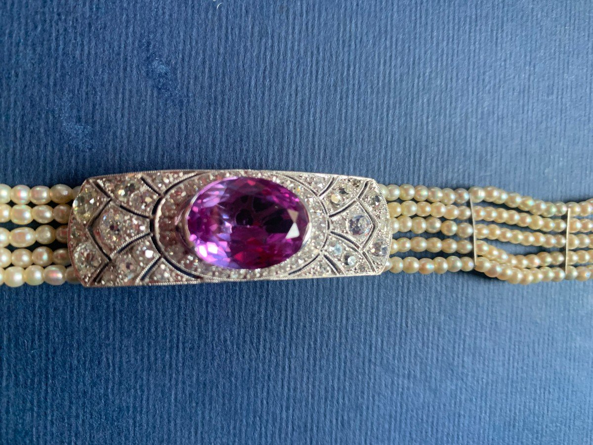 A Gorgeous Art Deco Bracelet With Pearl Diamonds And Amethyst - Spain, 1930s-photo-2