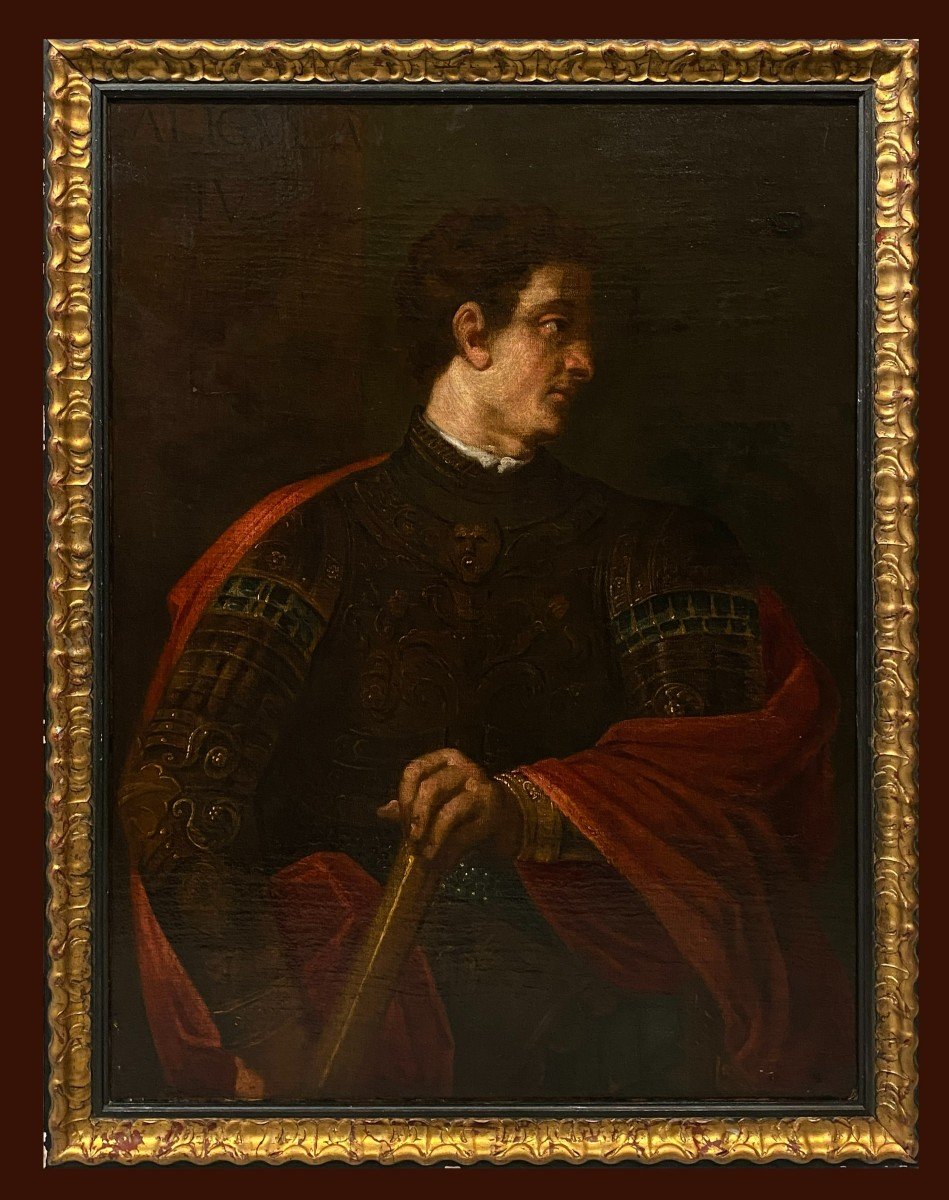 école Boulognaise (c. 1620) - Portrait De l'Empereur Caligula (d'après Une Gravure De Titien)