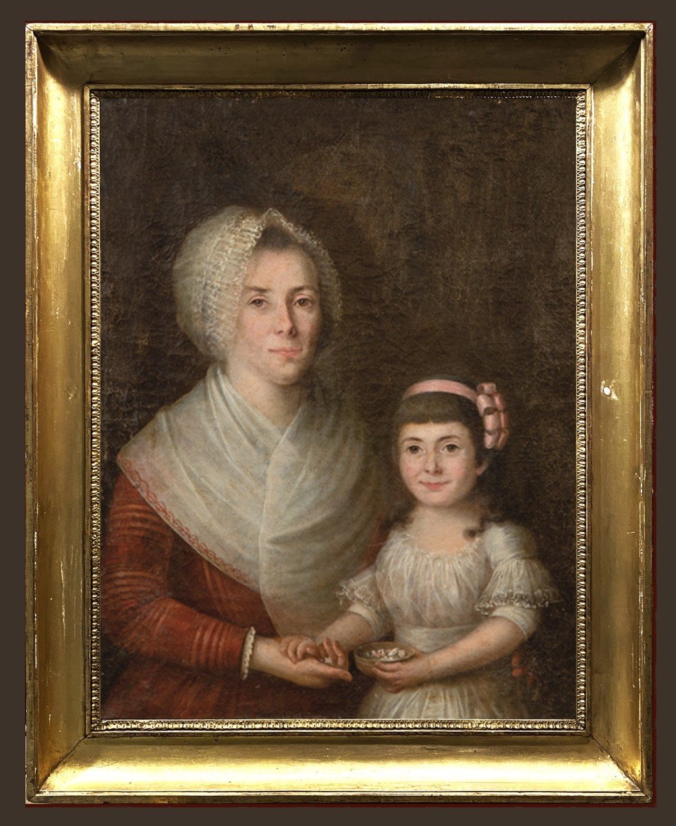 Entourage De Goya (c. 1800) - Portrait De Jeune Fille Avec Gouvernante