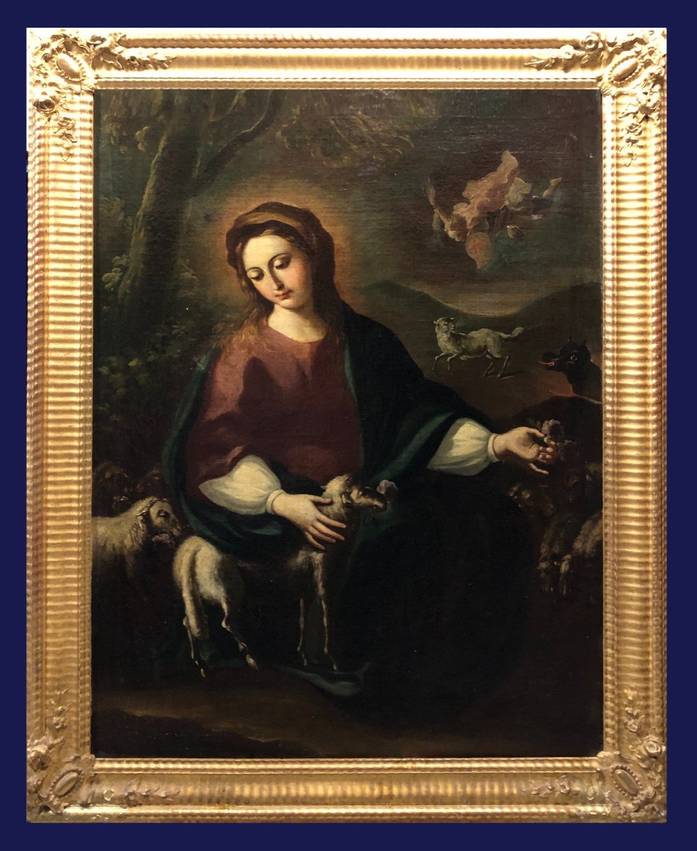 Alonso Miguel De Tovar (1678-1752) [Attrib.à] - Sainte Marie Vierge, La Divine Bergère Des âmes