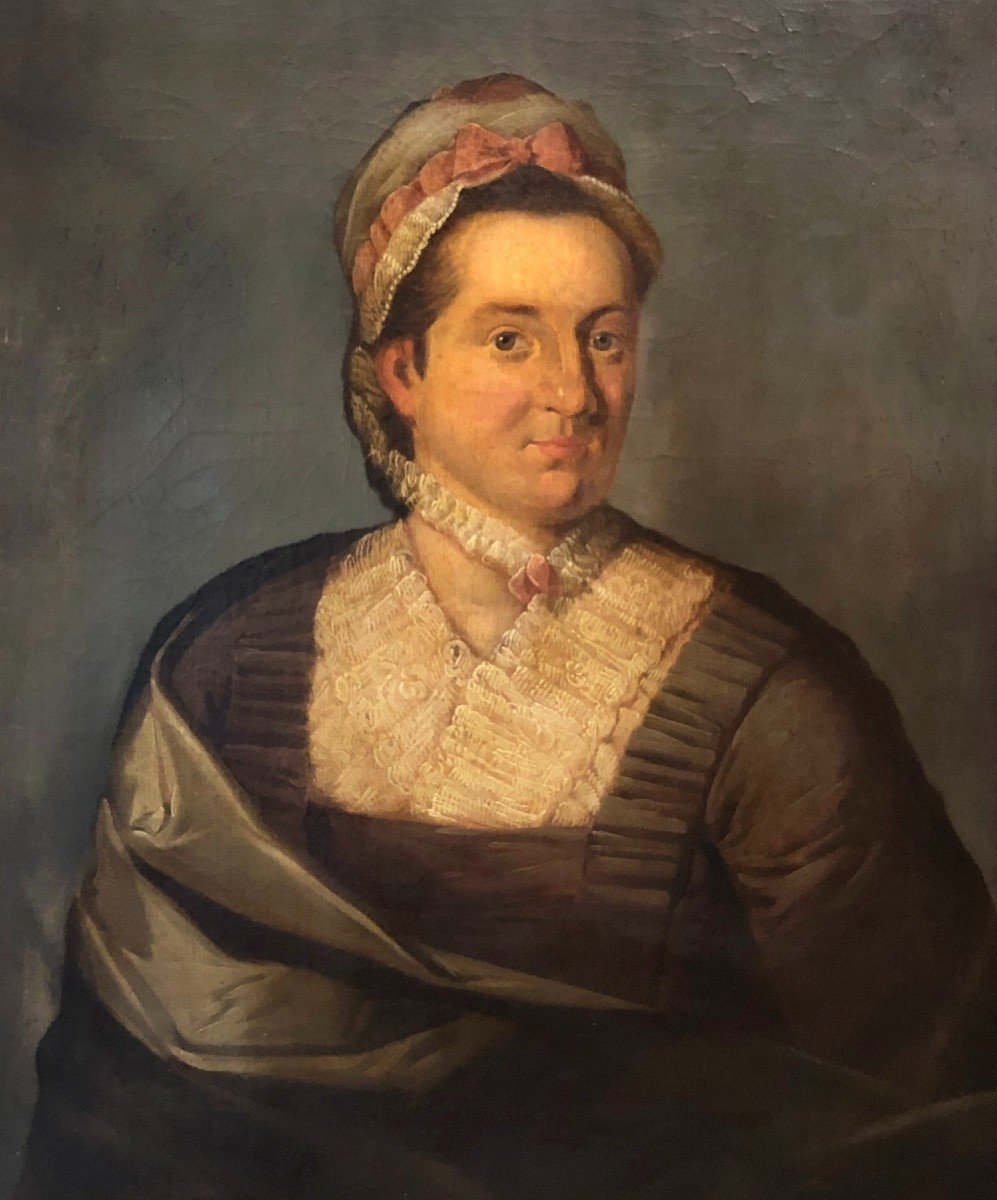 école Française (c. 1780) - Portrait De Femme En Charlotte-photo-3