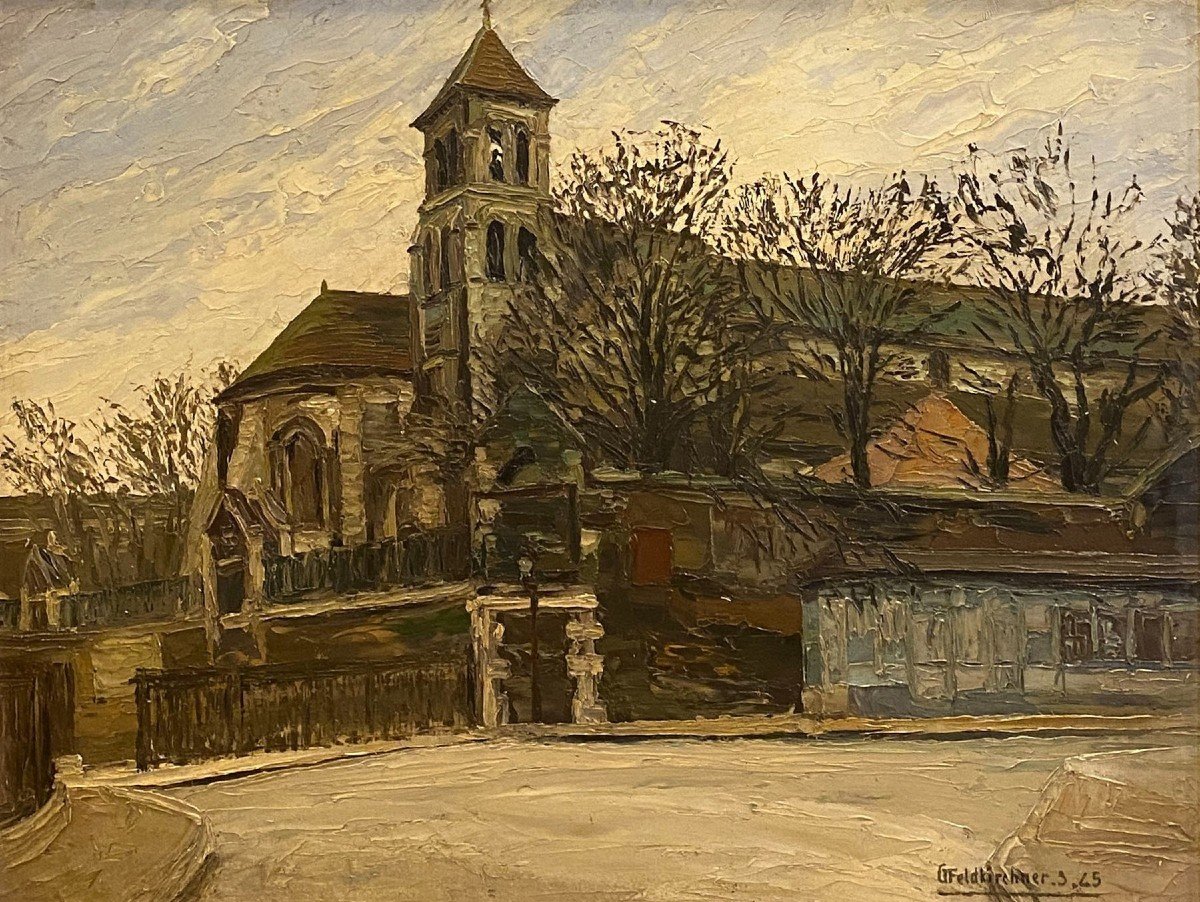  Georges Feldkirchner (1885-1952) - Saint Pierre Church In Montmartre (winter, 1945)-photo-2