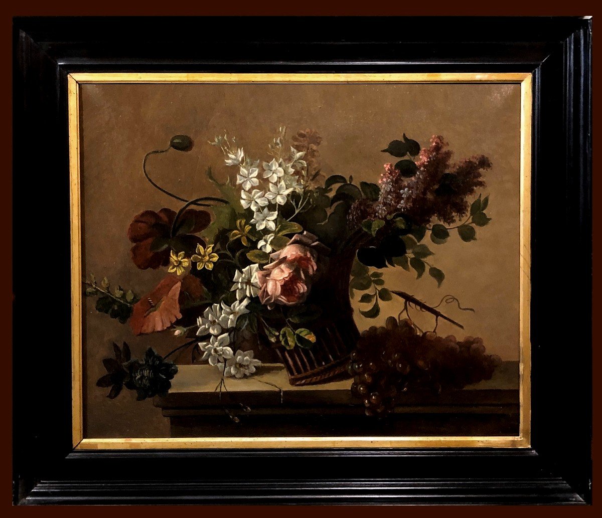 école Européene (xviii-xix) - Nature Morte Au Panier à Fleurs