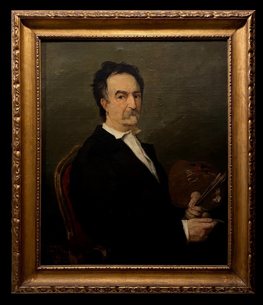 Josep Nin I Tudó (1840-1908) - Portrait Du Peintre Carlos Luis De Ribera, Maître Du Artiste