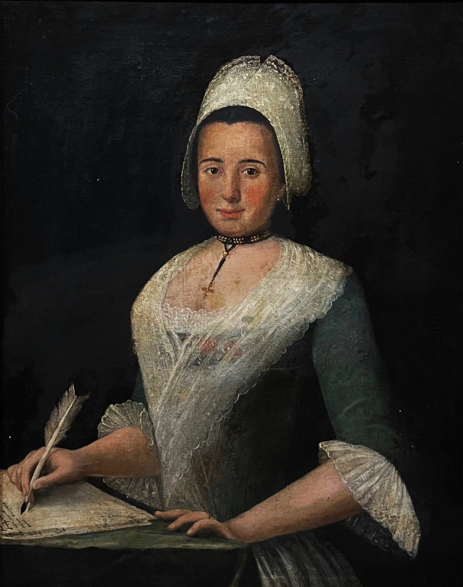 école Parisienne (c. 1750) - Portrait De Mme. Françoise Savoye-photo-3