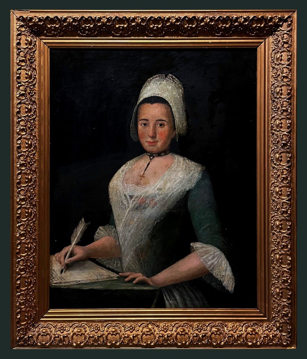 Parisian School (c. 1750) - Portrait Of Mrs. Françoise Savoye