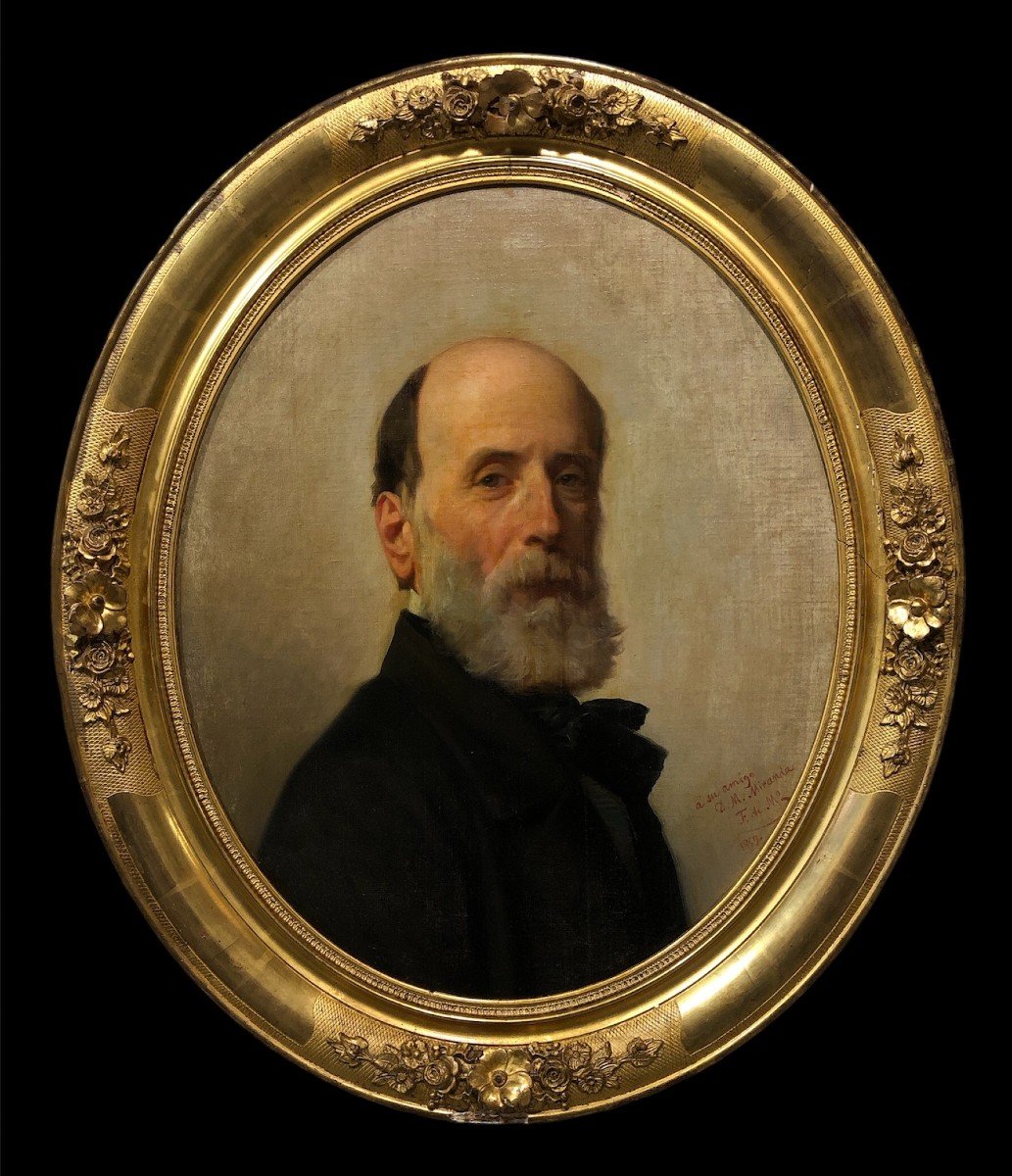 Federico De Madrazo (1815-1894) - Portrait Du Peintre Miguel Miranda Y Rendón