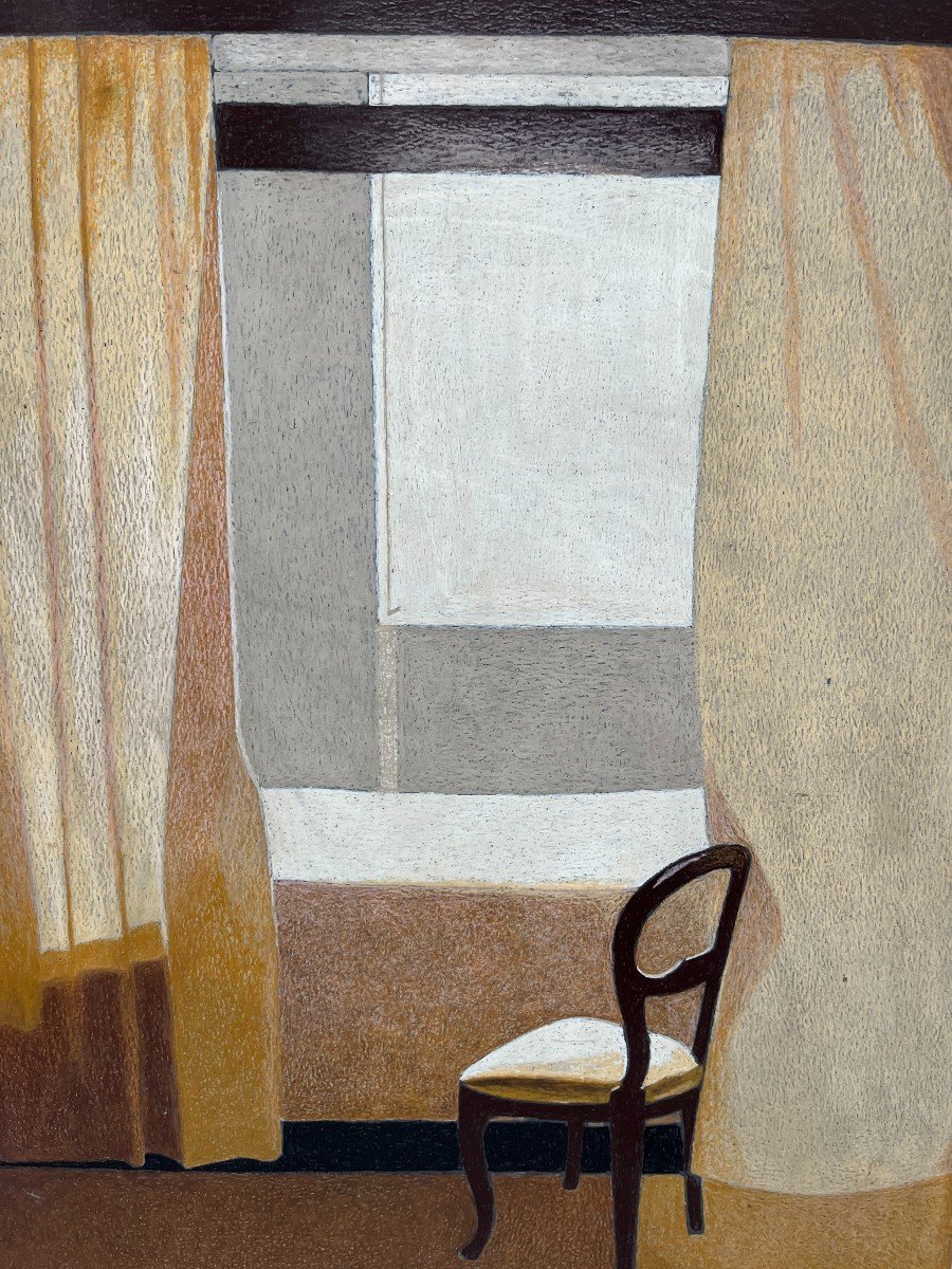 Elena Gago (1940-2011) - Domestic Reverie: Chair In Front Of Window-photo-3